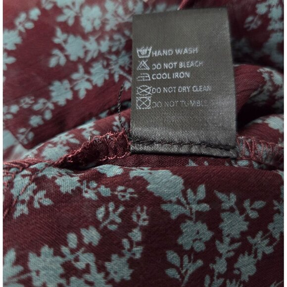 Olivaceous Maroon Fairy Grunge Floral Ruffled Bell Sleeve Blouse Women's M - Picture 10 of 10